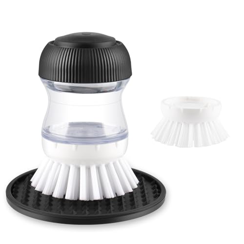 Soap Dispensing Palm Brush Set (White/Clear/Black)