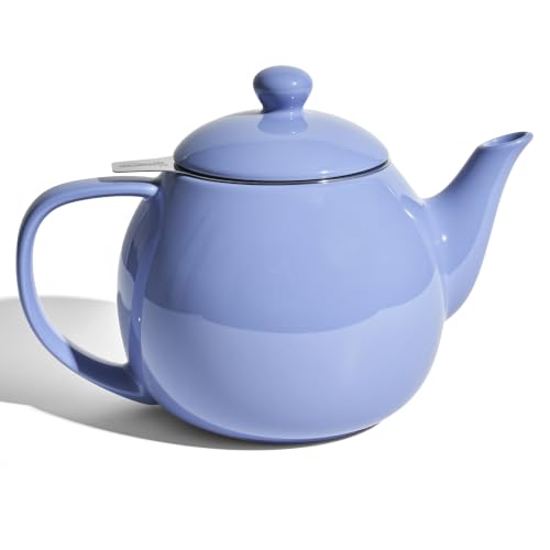 Porcelain Teapot 27 oz with Infuser for Loose Leaf Tea (Dusty Blue / 27oz (with infuser))
