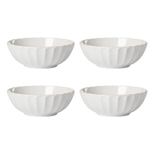 French Perle Scallop 4 (All-Purpose Bowls, Set of 4 / White)