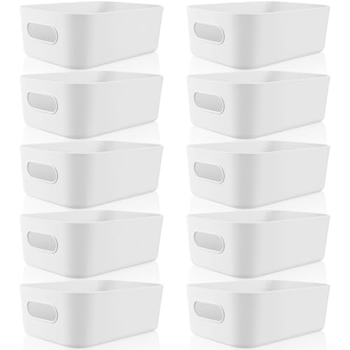 White Plastic Storage Bins (White / 12 x 8 x 5 Inches)