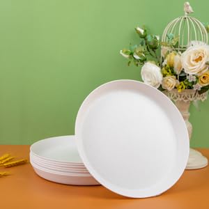 EI 18pcs White Wheat Straw Dinner Plates (White Wheat Straw Plates)