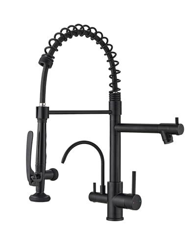 3 in 1 Kitchen Sink Faucet with Drinking Water Faucet Matte Black (Matte Black)