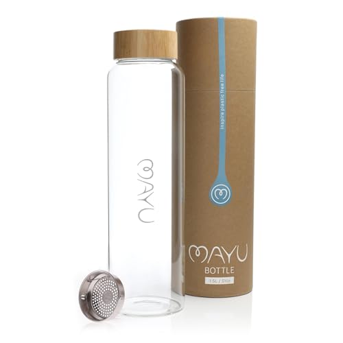 Pure Glass Reusable Water Bottle with Bamboo Lid (51 fl oz)
