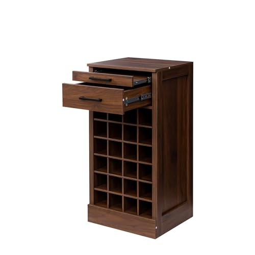 6 Tier Wine Rack Freestanding Floor with 2 Drawers (24 Bottles / Walnut)