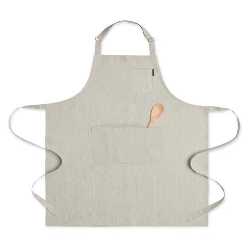 100% Pure Linen Apron Natural (Light Natural / 39.5 X 37 Inch)