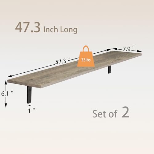 Long Wall Shelves (Grey Wash / 47.3 Inch)
