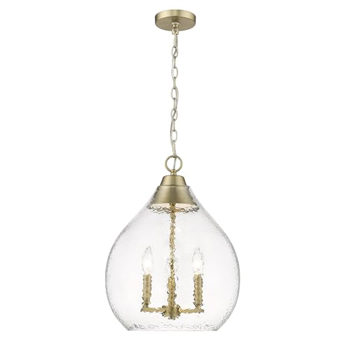 Ariella 3 Light Pendant Brushed Champagne Bronze with Hammered Clear Glass (Beige)