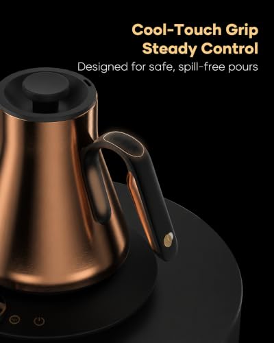 FLOW B9 Gooseneck Electric Kettle ±1°F Temperature Control (Bright Bronze)