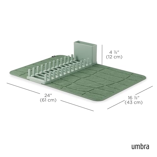 Udry Dish Drying Rack with Microfiber Mat (24" x 17" / Spruce)