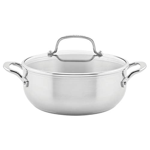 3 Ply Casserole with Lid (Silver / 4 Quarts)
