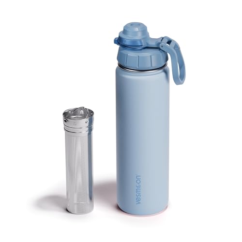 Vessence 24 Oz Stainless Steel Tea Infuser Bottle for Loose Leaf Tea (Santorini Blue / 24 Oz)