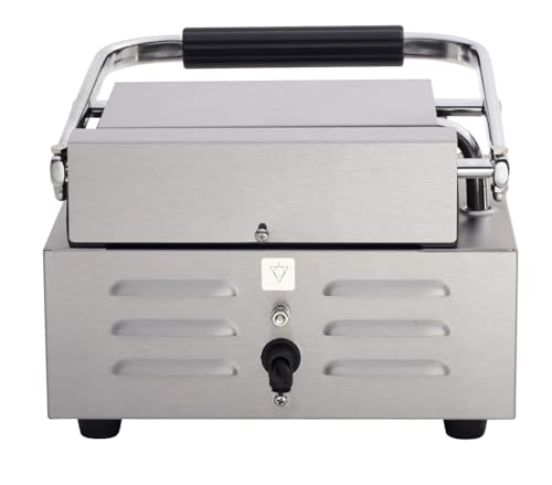 Commercial Electric Panini Sandwich Grill with Grooved Plates (Small w/ Grooved Plates)