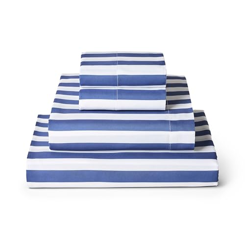 Iconic 4 Piece Sheet Set (3493 Oxford Stripe Blue Nova / California King)