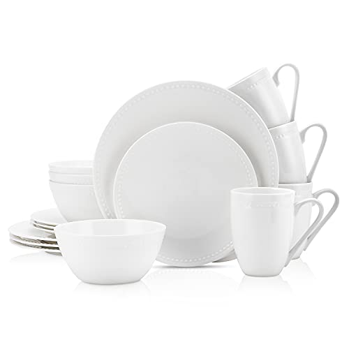 Ava Bone China Formal Dinnerware Set (Pinpoint - White / 16 Piece Service for 4)