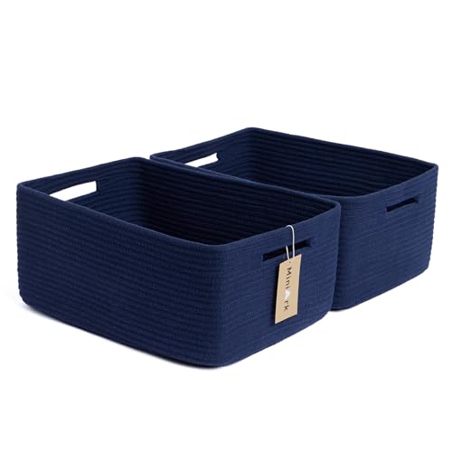 Large Storage Baskets for Shelves (2pcs-L17×W13×H7.5" / Navy Blue)