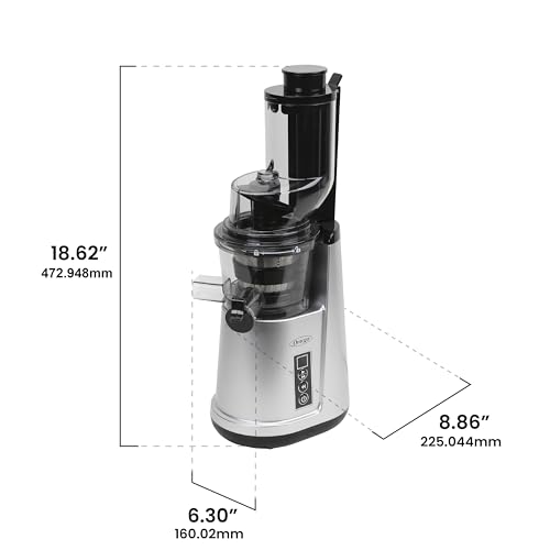 Wide Mouth Juicer Compact Vertical Cold Press Vegetable and Fruit Juice Extractor with 3 (Silver Wide Mouth Vertical)