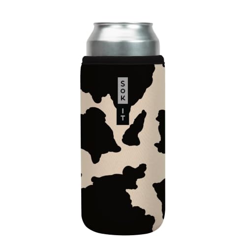 CanSok Sleeve for Beer & Soda Insulated Neoprene Cover (Cow Print / 25oz Can Sleeve)