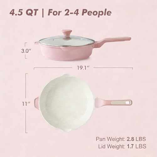 Nonstick Ceramic Skillet with Lid 11 (Sakura Pink / 11-inch/4.5QT)