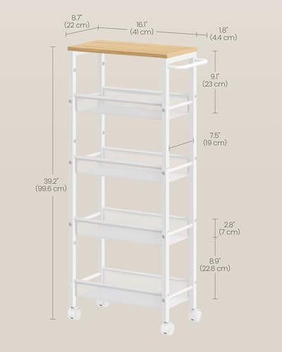 5 Tier Slim Rolling Storage cart with Wheels