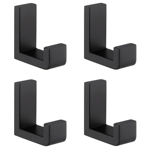 Towel Hooks for Bathrooms Matte Black (4 Pack / Matte Black)