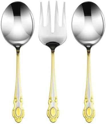 75-Pc Luxury Flatware Set for 12 w/Storage Case 24K Gold Premium Dining Cutlery Service - 18/10 Surgical Stainless Steel Silverware Hostess Serving Set in a Chest