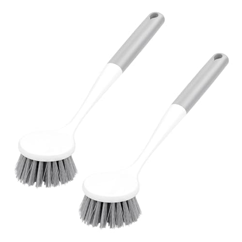 2 Pack Kitchen Scrub Brushes for Cleaning Dish Brush with Handle for Pans (Pp Plastic)