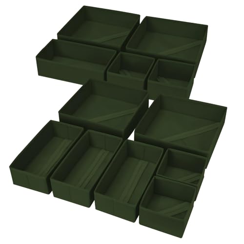 Drawer Organizer Clothes (Green / 12 Pack)