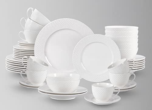 HomeVss New Bone China Dinnerware Set (Diamond / Service for 8 - 48pc Set)