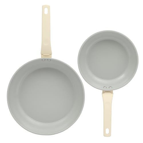 Barnsdall 2 Piece 8 & 10 Inch Aluminum Fry Pan Cookware Non (8 & 10 Inches / Linen)