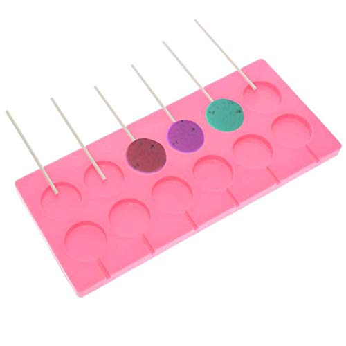12 Capacity Silicone Lollipop Molds (Round Pink)
