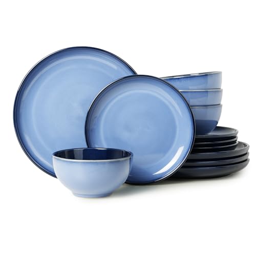 Ceramic Dinnerware Sets for 4 (Mist Blue / Set (12pcs))