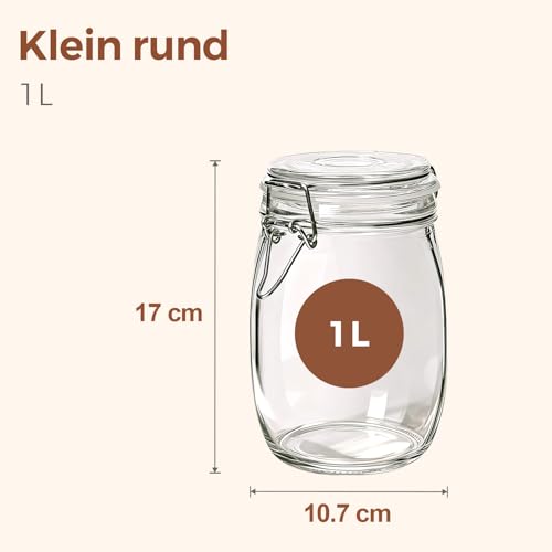Glass Jars with Airtight Lids 34oz 3 Pack Pantry Storage Coffee (34oz*3)