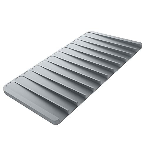 Self Draining Silicone Dish Drying Mat or Trivet for Kitchen Counter in Light Grey (Drying Mat / Light Grey)