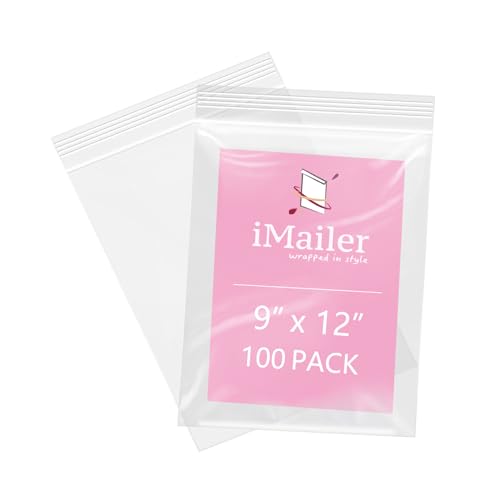 100 Pcs 9" x 12" Clear Zip Bags (100 Count)