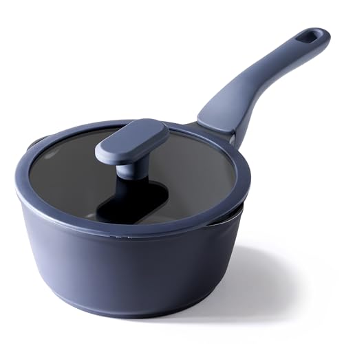 Ceramic Nonstick Saucepan with Lid (2 Quarts / Blueberry Mist)