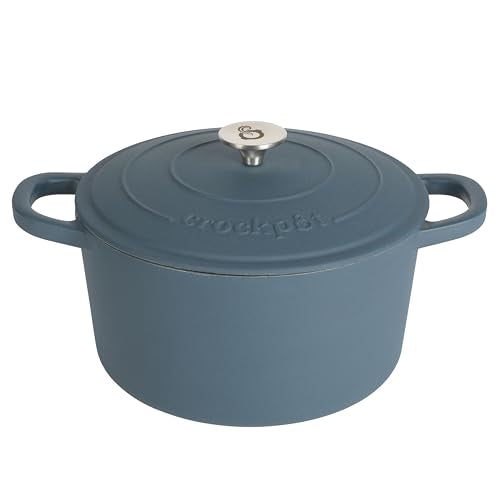 Artisan 5 Quart Round European Enameled Cast Iron Dutch Oven with Lid (Matte Navy Blue / 5-Quart)
