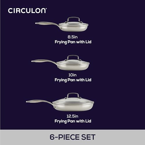C1 Series Clad Stainless Steel with ScratchDefense Technology Cookware Nonstick Induction Frying Pans (Set (8.5-Inch, 10-Inch & 12.5-Inch))