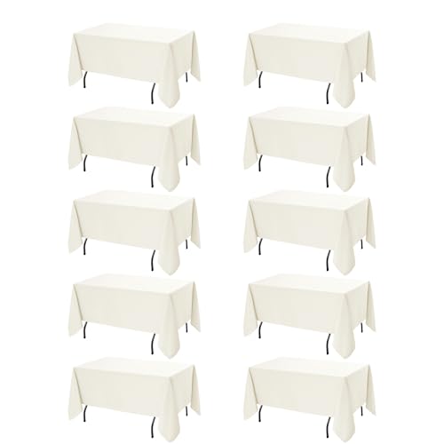 10 Pack Ivory Tablecloths for Rectangle Tables (Ivory / 70x108 In, 10 Pack)