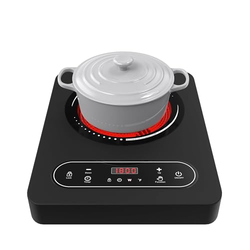 Electric Cooktop 1800W Single Burner Portable Electric Stove 110V Hot Plate (Black Single Burner)