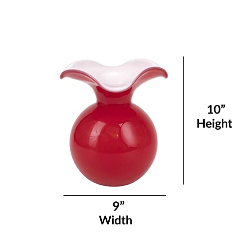 Hibiscus Glass Red Medium Fluted Vase (Medium / Red)