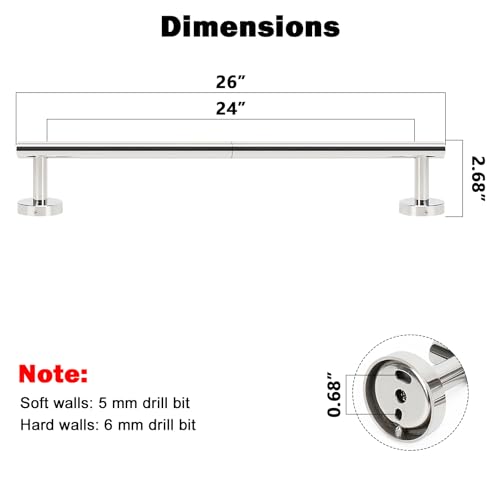 Bath Towel Bar (Chrome Finish / 26 Inch)