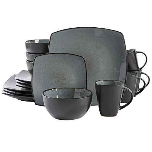 Soho Lounge Square Reactive Glaze Stoneware Dinnerware Set (Service for 4 (16pcs) / Eclipse (Soho Lounge))