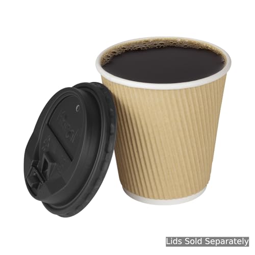 10 oz Ripple Insulated Coffee Cup [500 Count] Disposable Paper Hot Cup (10 OZ / Kraft)