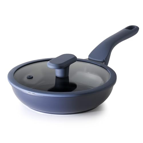 Nonstick Ceramic Frying Pan with Lid (8" W/Lid / Blueberry Mist)