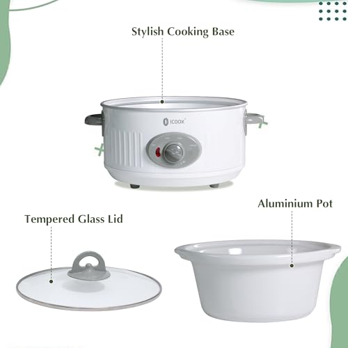 3.5 Quart Slow Cooker with 3 Heat Settings (Ivory White)