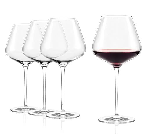 Quatrophil Burgundy Wine Glasses Crystal (4 Count)