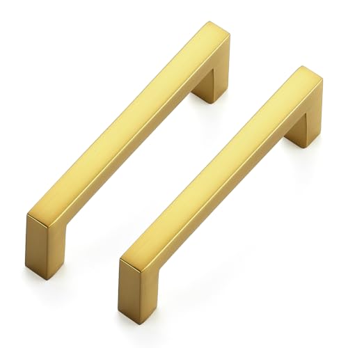 Gold Cabinet Handles Solid Cabinet Pulls (Gold / Flat Black 3'' Hole Center)