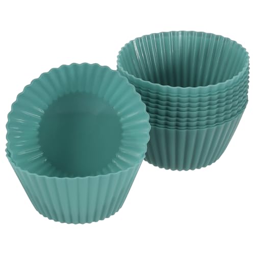 12Pcs Silicone Cupcake Liners (Dark Green / 2.8")