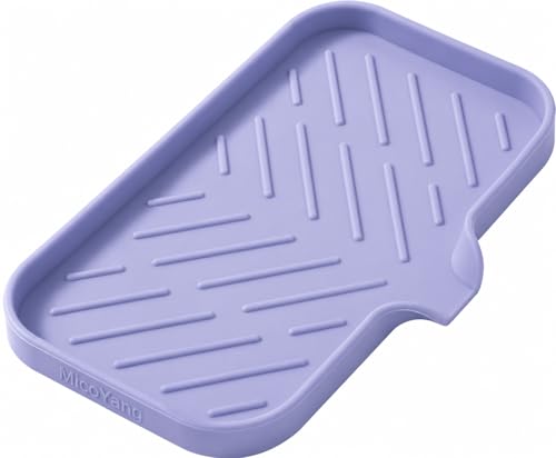 Silicone Soap Dish with Drain Spout (Light Purple / M(9.6"×5.3"))