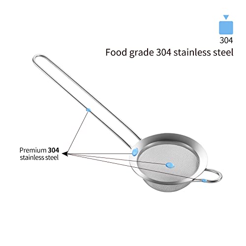 304 Stainless Steel 3.15 inch Fine Mesh Strainers for Kitchen (Small 3 inch)